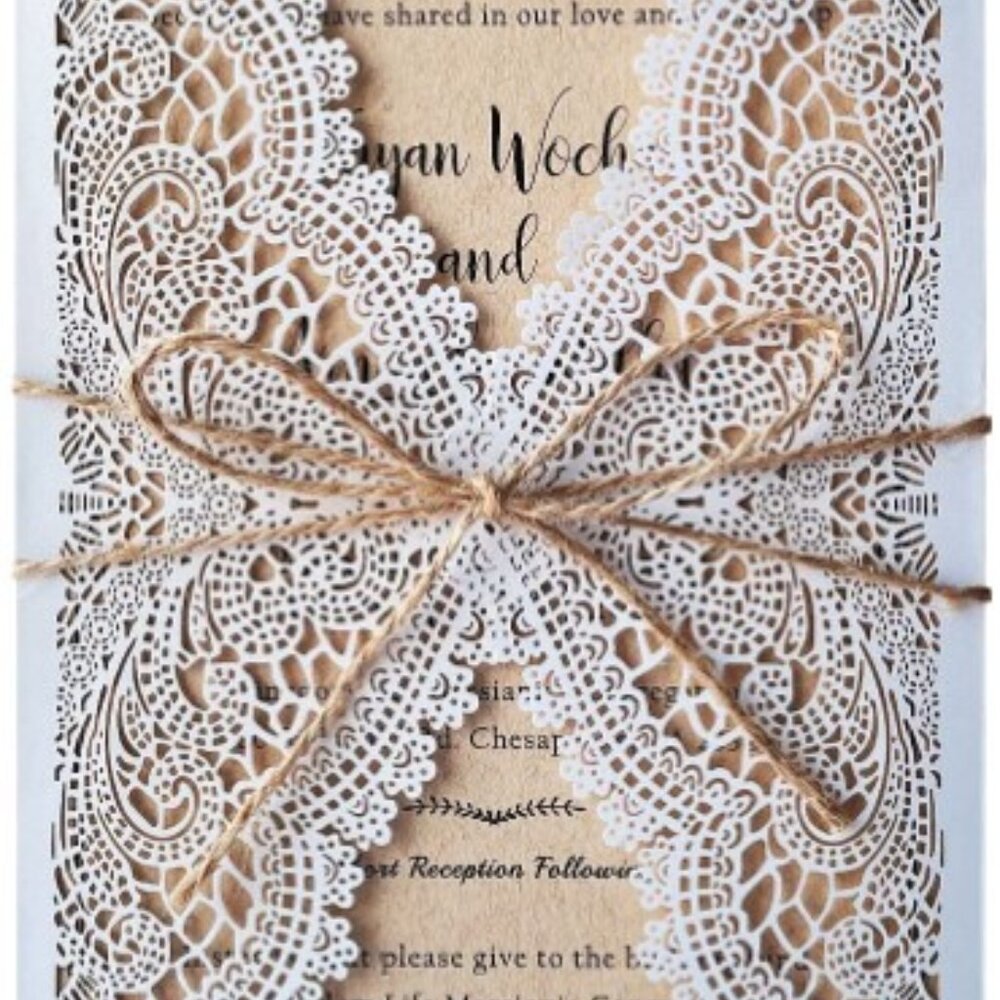 New Rustic Laser Cut Vintage Invitations